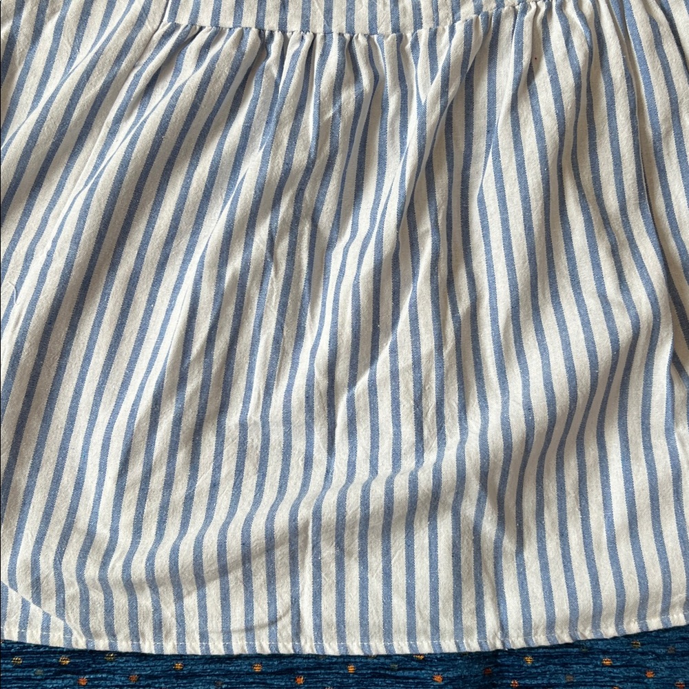 Blue and White Striped Embroidered Peasant Top - Picture 10 of 12